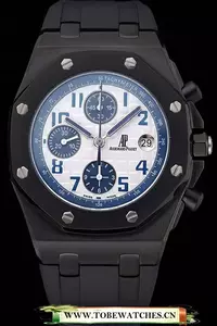 Audemars Piguet Royal Oak Offshore White And Blue Dial Black Steel Case Black Rubber Strap En120837