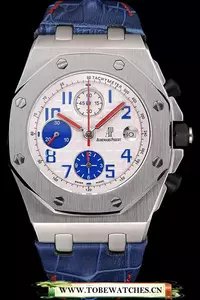 Audemars Piguet Royal Oak Offshore White Dial Stainless Steel Case Blue Leather Strap En120842