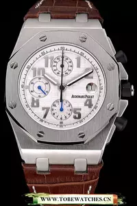 Audemars Piguet Royal Oak Offshore White Dial Stainless Steel Case Brown Leather Strap En120843
