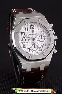 Audemars Piguet Royal Oak White Dial Stainless Steel Case Brown Leather Strap En120824