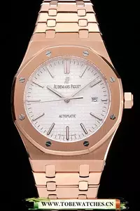 Audemars Piguet Royal Oak White Dial Rose Gold Case And Bracelet En121564