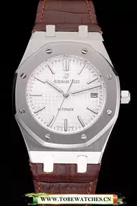 Audemars Piguet Royal Oak White Dial Stainless Steel Case Brown Leather Strap En121566