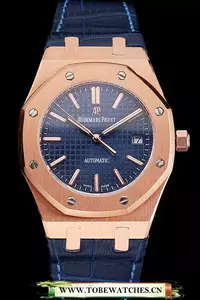 Audemars Piguet Royal Oak Blue Dial Gold Case Blue Leather Strap En121571