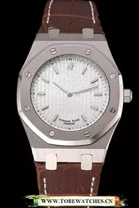 Audemars Piguet Royal Oak Fondation White Dial Stainless Steel Case Brown Leather Strap En122203
