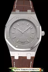 Audemars Piguet Royal Oak Fondation Gray Dial Stainless Steel Case Brown Leather Strap En122204