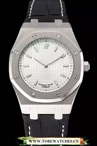 Audemars Piguet Royal Oak Fondation Silver Dial Stainless Steel Case Black Leather Strap En122205