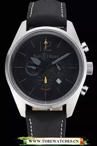 Bell And Ross Br126 Flyback Black Dial Silver Case Black Suede Leather Strap En121196