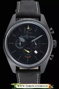 Bell And Ross Br126 Flyback Black Dial Black Case Black Suede Leather Strap En121199
