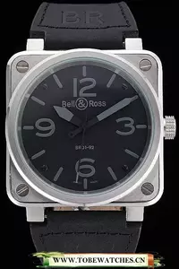 Bell And Ross Br 01 92 Black Dial Silver Case Black Leather Strap En121202
