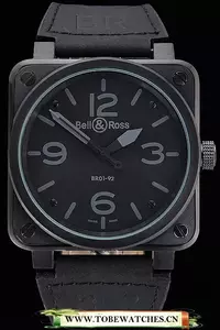 Bell And Ross Br 01 92 Black Dial Black Case Black Leather Strap En121205