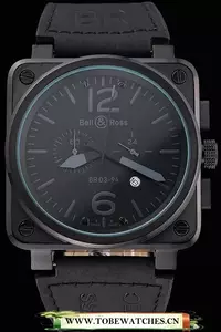 Bell And Ross Br 03 94 Black Dial White Numerals Silver Case Brown Leather Strap En121211