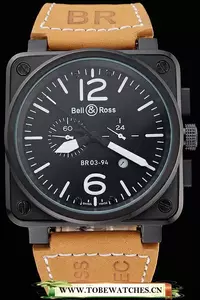 Bell And Ross Br 03 94 Black Dial Black Case Beige Leather Strap En121212