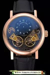 Breguet Duo Tourbillon Gold Case Black Dial Black Leather Bracelet En60511