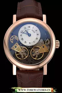 Breguet Duo Tourbillon Gold Case White Dial Brown Leather Bracelet En60512