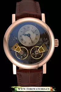 Breguet Duo Tourbillon Gold Case Beige Dial Brown Leather Bracelet En60513