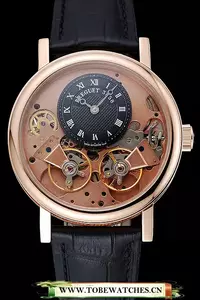 Breguet Tradition Black Dial Gold Case Black Leather Bracelet En124877
