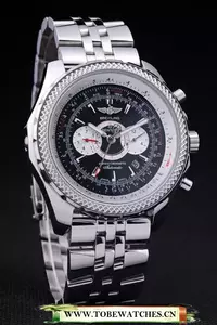 Breitling Bentley Chronograph Black Dial Stainless Steel Strap En58295
