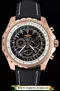 Breitling Bentley Motors Speed Gold Case Black Dial Black Leather Bracelet En60128
