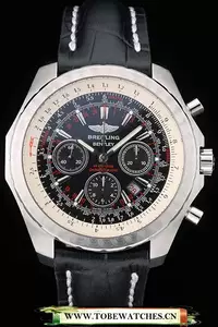 Breitling Bentley Black Croco Leather Bracelet Black Dial En59232