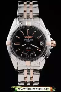 Breitling Certifie Stainless Steel Bezel Black Dial Stainless Steel Strap En58279
