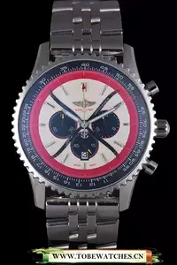 Breitling Certifie Polished Silver Stainless Steel Strap Beige Dial Chronograph En59081