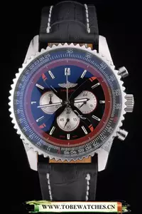 Breitling Certifie Black Leather Strap Black Dial Chronograph En59083