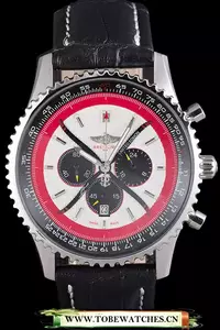 Breitling Certifie Black Leather Strap Beige Dial Chronograph En59084