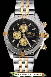 Breitling Chronomat Black Dial Stainless Steel And Gold Bracelet En60323