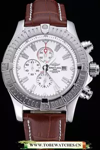 Breitling Chronomat Evolution White Dial Brown Leather Bracelet En60406