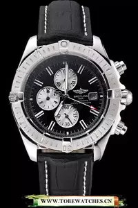 Breitling Chronomat 13 Stainless Steel Case Black Dial Black Leather Bracelet En118759
