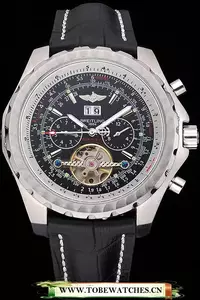 Breitling Bentley Mulliner Tourbillon Black Dial Stainless Steel Case Black Leather Strap En120702