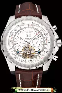 Breitling Bentley Mulliner Tourbillon White Dial Stainless Steel Case Brown Leather Strap En120709