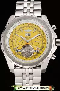 Breitling Bentley Mulliner Tourbillon Yellow Dial Stainless Steel Case And Bracelet En120710