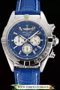 Breitling Chronomat Patrouille De France Blue Dial Stainless Steel Case Blue Leather Strap En122021