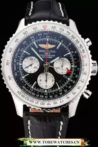 Breitling Navitimer Black Dial Stainless Stell Case Black Leather Strap En122057