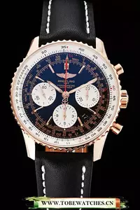 Breitling Navitimer 01 Black Dial White Subdials Rose Gold Case Black Leather Strap En122137
