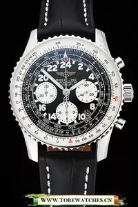 Breitling Navitimer Cosmonaute Black Dial Stainless Steel Case Black Leather Strap En122973