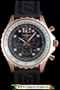 Breitling Navitimer Rosegold Bezel Rubber Strap Black Dial En58693