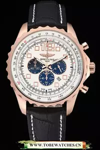 Breitling Navitimer Rosegold Bezek Leather Strap White Dial En58694