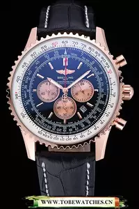 Breitling Navitimer 01 Black Dial Rose Gold Case Black Leather Bracelet En60392