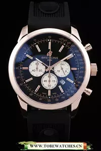 Breitling Transocean Black Dial Black Rubber Strap Rose Gold Bezel En58573