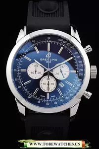 Breitling Transocean Black Dial Black Rubber Strap Polished Stainless Steel Bezel En58574