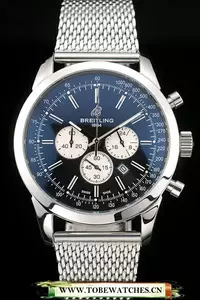 Breitling Transocean Stainless Steel Case Black Dial En58850