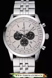 Breitling Transocean Chronograph White Dial Stainless Steel Case And Bracelet En60121