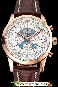 Breitling Chronomat Blue Dial Stainless Steel Case Gold Bezel Blue Leather Strap En122020