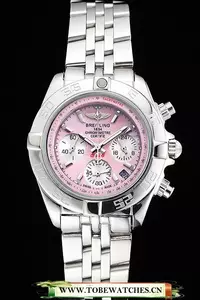 Breitling Chronomat Quartz Pink Dial Stainless Steel Case And Bracelet En122880