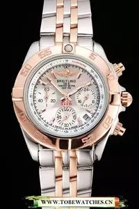 Breitling Chronomat Quartz Pearl Dial Rose Gold Bezel Stainless Steel Case Two Tone Bracelet En122883