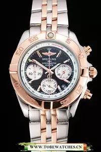 Breitling Chronomat Quartz Dark Blue Dial Rose Gold Case Stainless Steel Case Two Tone Bracelet En122884