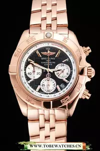Breitling Chronomat Quartz Dark Blue Dial Rose Gold Case And Bracelet En122886