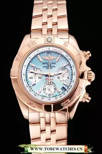 Breitling Chronomat Quartz Light Blue Dial Rose Gold Case And Bracelet En122887